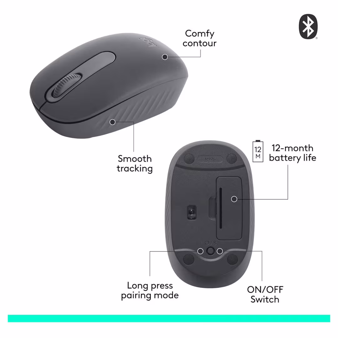 Logitech M196 Wireless Compact Mouse – Bluetooth, 1000 DPI, 12-Month Battery Price in Jordan Logitech M196 Wireless Compact Mouse – Bluetooth, 1000 DPI, 12-Month Battery - Buy Online in Jordan | OfficeJo