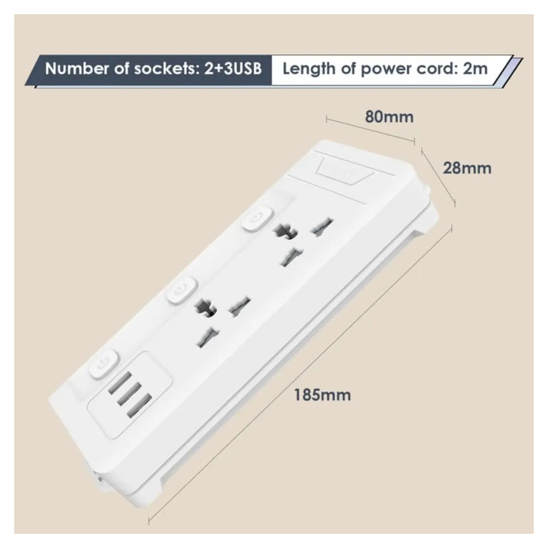 Deli ET409 Power Strip – 2 Outlets, 3 USB Ports, 2500W, 2M Cable Price in Jordan Deli ET409 Power Strip – 2 Outlets, 3 USB Ports, 2500W, 2M Cable - Buy Online in Jordan | OfficeJo