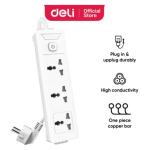 Deli ET402 Power Strip – 3 Universal Sockets, 5M Cable, Child Safety Gates Price in Jordan Deli ET402 Power Strip – 3 Universal Sockets, 5M Cable, Child Safety Gates - Buy Online in Jordan | OfficeJo