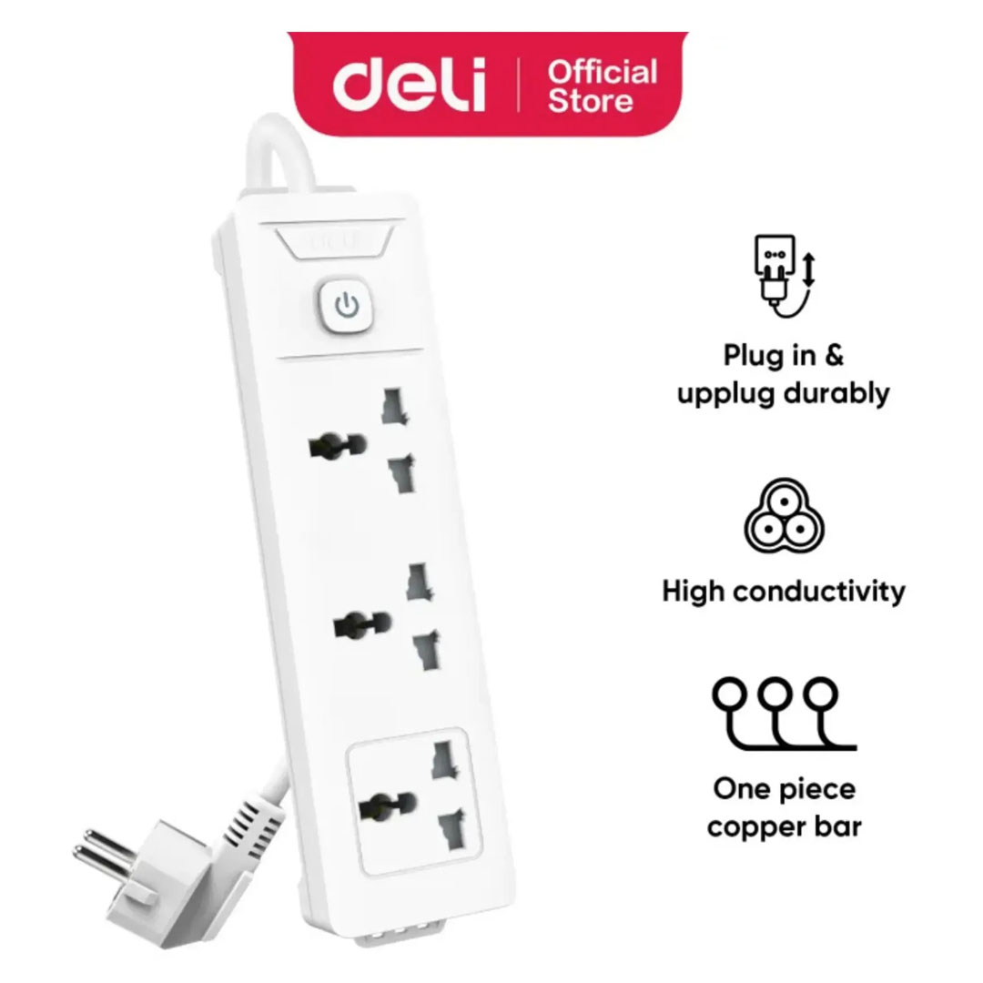 Deli ET402 Power Strip – 3 Universal Sockets, 5M Cable, Child Safety Gates Price in Jordan Deli ET402 Power Strip – 3 Universal Sockets, 5M Cable, Child Safety Gates - Buy Online in Jordan | OfficeJo