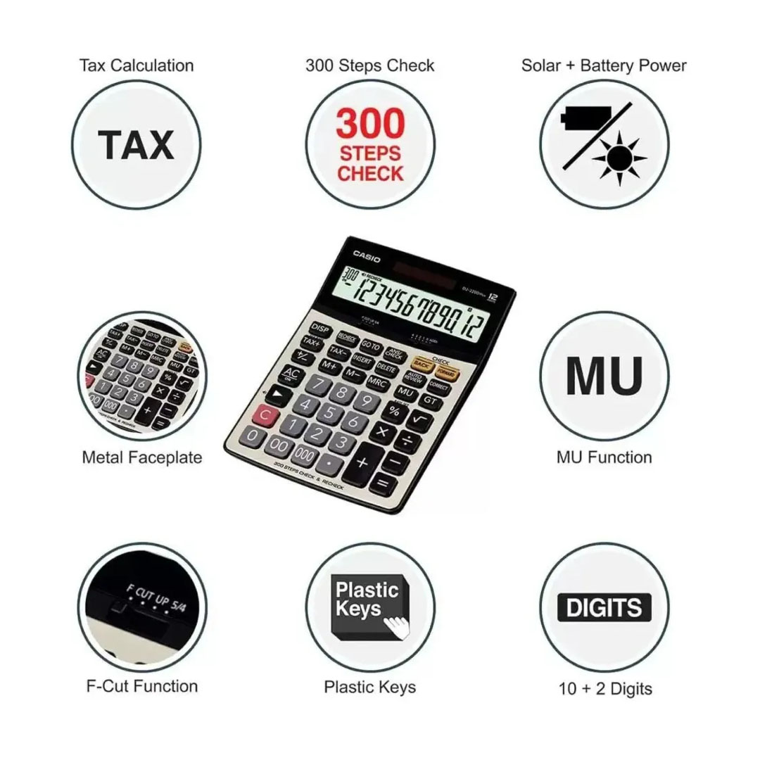Casio DJ-220D Plus Calculator – 12-Digit Display, Solar & Battery Power, Metal Faceplate Price in Jordan Casio DJ-220D Plus Calculator – 12-Digit Display, Solar & Battery Power, Metal Faceplate - Buy Online in Jordan | OfficeJo