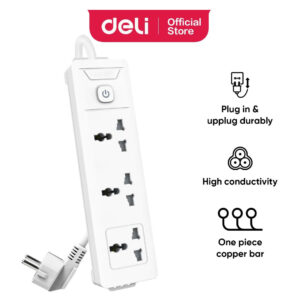 Deli ET401 Power Strip – 3 Sockets, 3M Cable, 2500W, Child Safety Gates Price in Jordan Deli ET401 Power Strip – 3 Sockets, 3M Cable, 2500W, Child Safety Gates - Buy Online in Jordan | OfficeJo