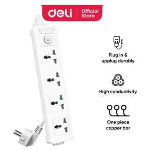 Deli ET404 Power Strip – 4 Sockets, 5M Cable, 2500W, Child Safety Gate Price in Jordan Deli ET404 Power Strip – 4 Sockets, 5M Cable, 2500W, Child Safety Gate - Buy Online in Jordan | OfficeJo