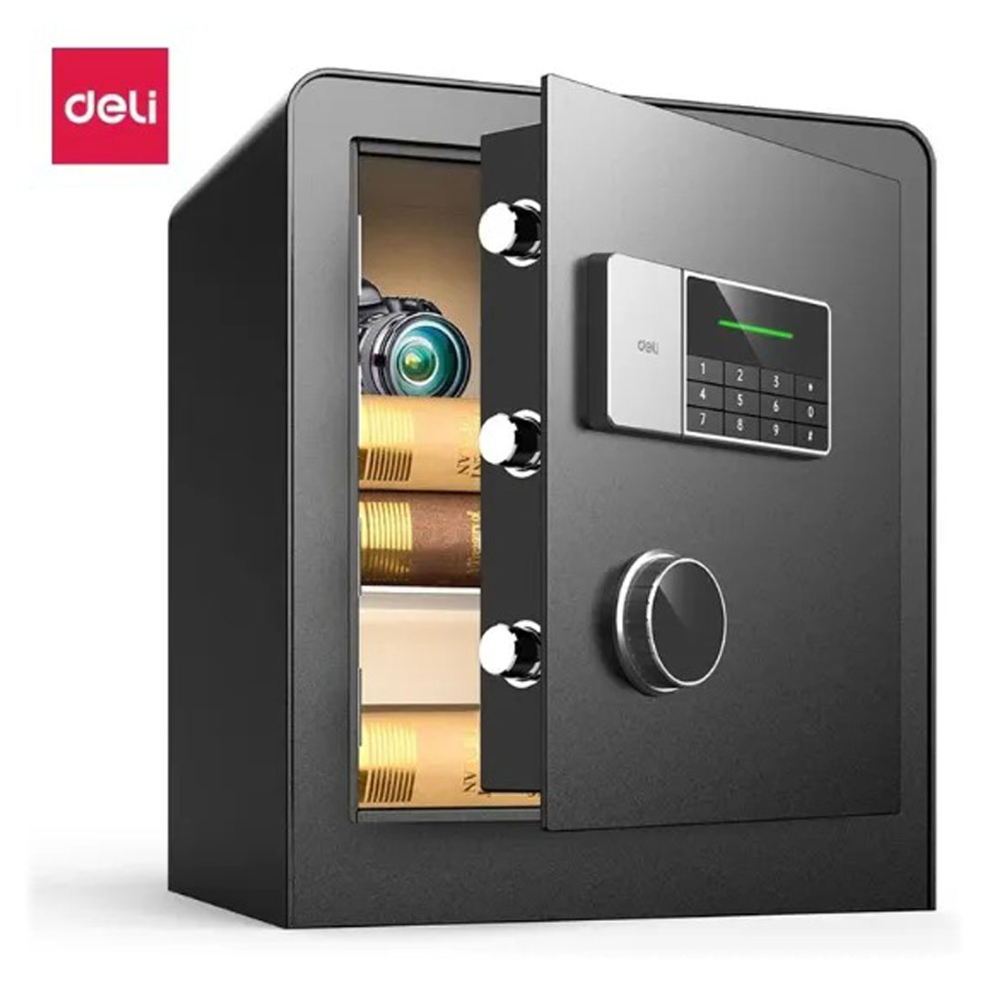 Deli Digital Safe – H450×W380×D320mm, Key/Password Unlock, LCD Display Price in Jordan Deli Digital Safe – H450×W380×D320mm, Key/Password Unlock, LCD Display - Buy Online in Jordan | OfficeJo