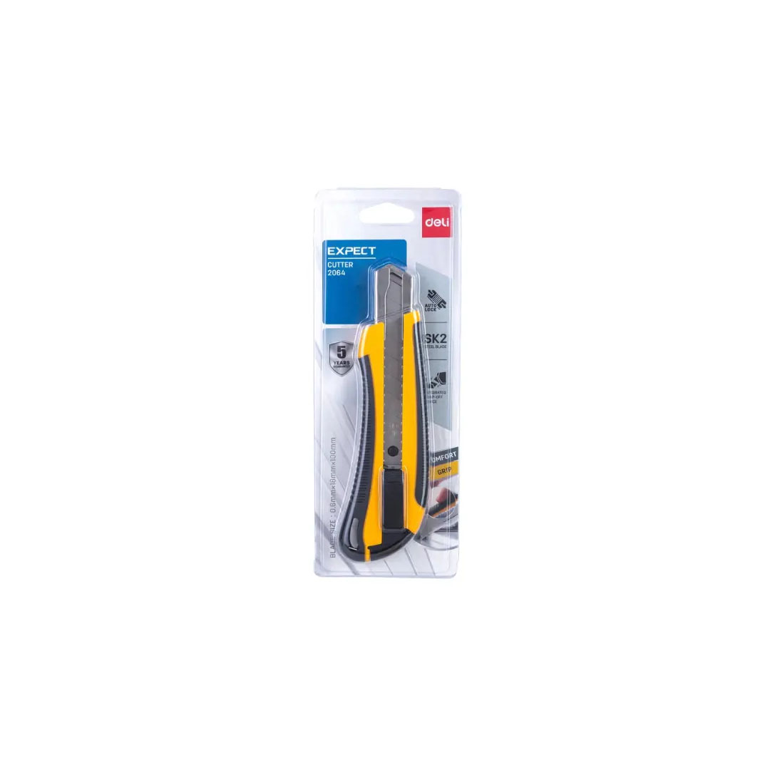 Deli Expect Large Cutter – 18mm Blade, Auto Lock, Soft Touch Handle Price in Jordan Deli Expect Large Cutter – 18mm Blade, Auto Lock, Soft Touch Handle - Buy Online in Jordan | OfficeJo