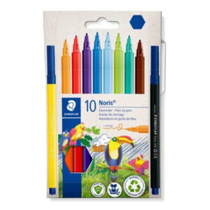Staedtler Noris Fibre-tip Pens Pack of 10 – 1.0mm Line, DRY SAFE, 97% Recycled Plastic - Buy Online in Jordan | OfficeJo