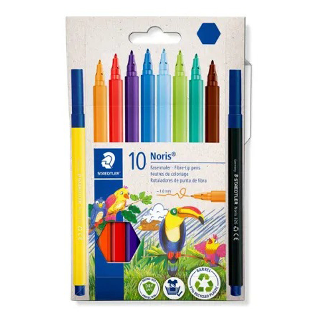 Staedtler Noris Fibre-tip Pens Pack of 10 – 1.0mm Line, DRY SAFE, 97% Recycled Plastic Price in Jordan Staedtler Noris Fibre-tip Pens Pack of 10 – 1.0mm Line, DRY SAFE, 97% Recycled Plastic - Buy Online in Jordan | OfficeJo