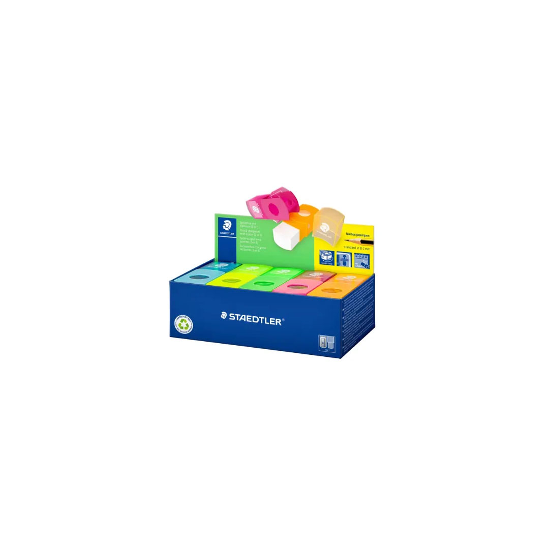 Staedtler Sharpener with Eraser 2in1 – 8.2mm Pencils, 23° Angle, 5 Neon Colours Price in Jordan Staedtler Sharpener with Eraser 2in1 – 8.2mm Pencils, 23° Angle, 5 Neon Colours - Buy Online in Jordan | OfficeJo
