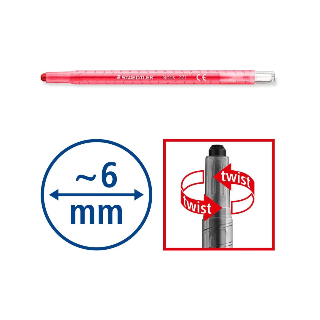 Staedtler Noris 221 Wax Twister Crayons – Pack of 12, Break-Resistant, 6mm Lead Price in Jordan Staedtler Noris 221 Wax Twister Crayons – Pack of 12, Break-Resistant, 6mm Lead - Buy Online in Jordan | OfficeJo