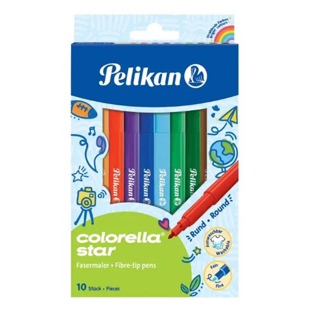 Pelikan Colorella Star Fiber-Tip Pens Pack of 10, 0.6mm Tip, Water-Based Ink Price in Jordan Pelikan Colorella Star Fiber-Tip Pens Pack of 10, 0.6mm Tip, Water-Based Ink - Buy Online in Jordan | OfficeJo