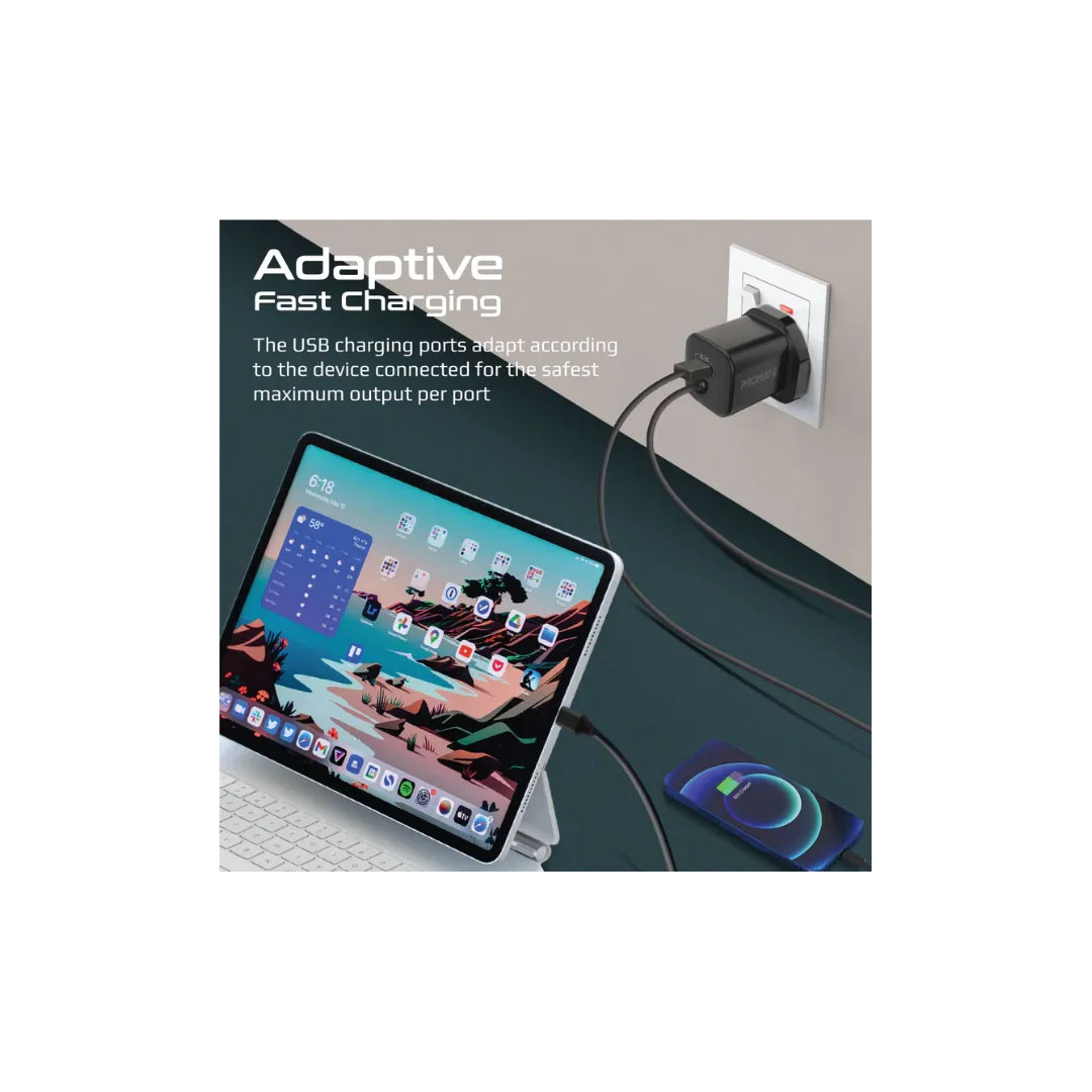 Promate powerport-PDQC3.EU, Charger - black Price in Jordan Promate powerport-PDQC3.EU, Charger - black - Buy Online in Jordan | OfficeJo