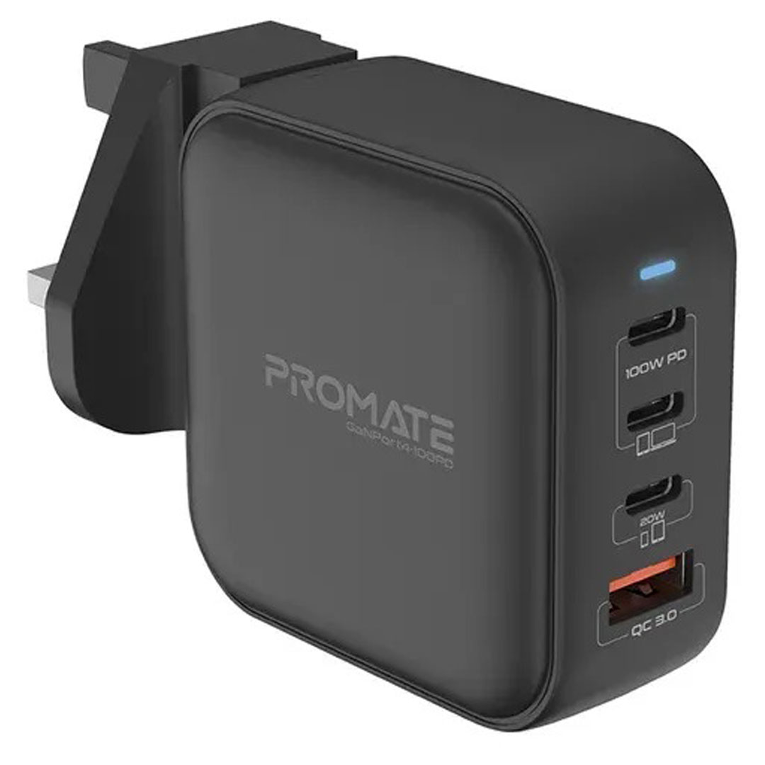 Promate GANPORT4-100PD.BLACK, Charger Price in Jordan Promate GANPORT4-100PD.BLACK, Charger - Buy Online in Jordan | OfficeJo