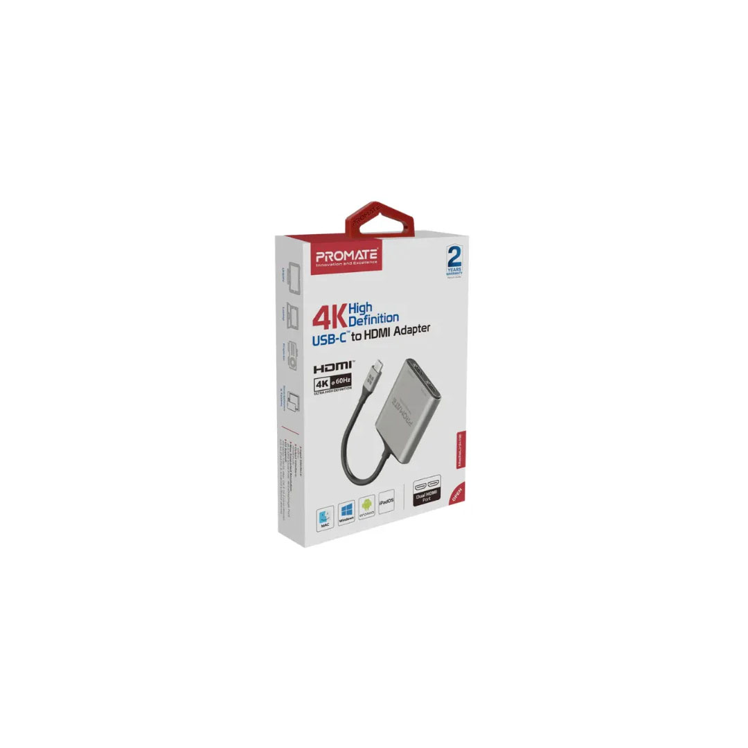 Promate MEDIALINK-H2, USB-C to Dual HDMI Adapter Price in Jordan Promate MEDIALINK-H2, USB-C to Dual HDMI Adapter - Buy Online in Jordan | OfficeJo