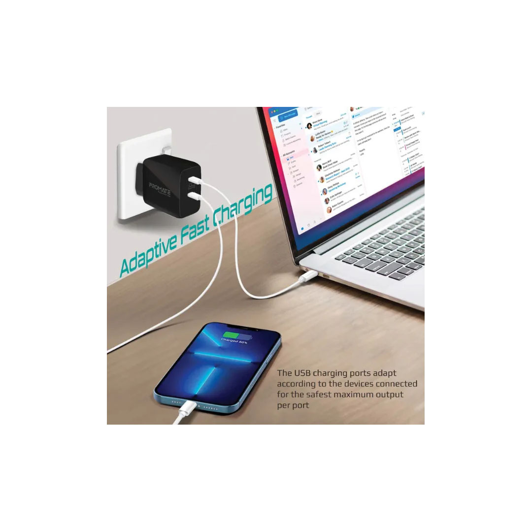 Promate PowerPort-65W Charging Adapter, Black Price in Jordan Promate PowerPort-65W Charging Adapter, Black - Buy Online in Jordan | OfficeJo