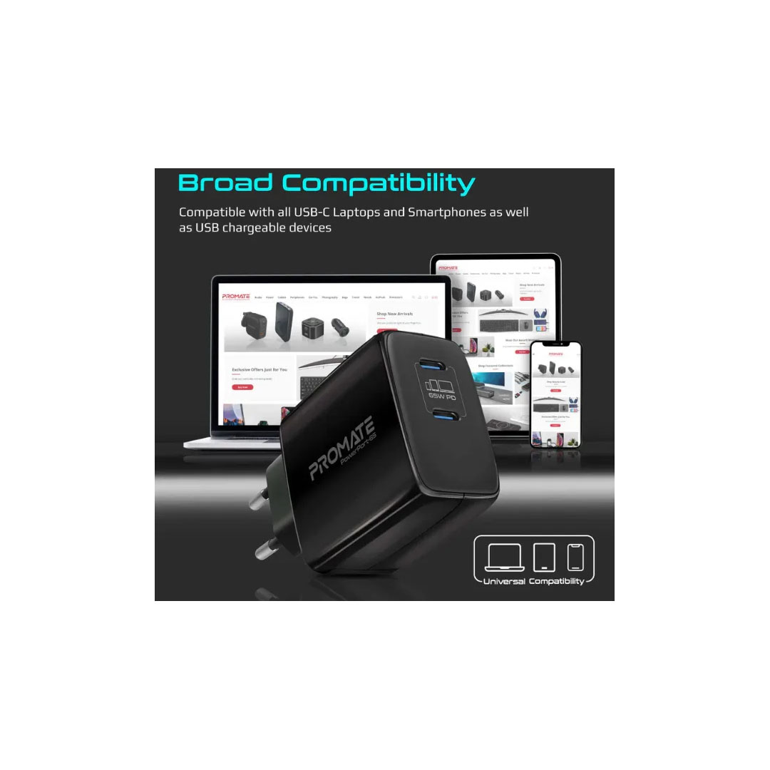 Promate PowerPort-65W Charging Adapter, Black Price in Jordan Promate PowerPort-65W Charging Adapter, Black - Buy Online in Jordan | OfficeJo