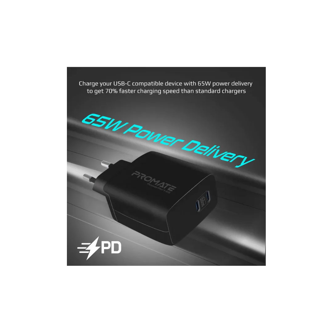 Promate PowerPort-65W Charging Adapter, Black Price in Jordan Promate PowerPort-65W Charging Adapter, Black - Buy Online in Jordan | OfficeJo