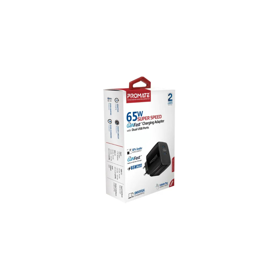 Promate PowerPort-65W Charging Adapter, Black Price in Jordan Promate PowerPort-65W Charging Adapter, Black - Buy Online in Jordan | OfficeJo
