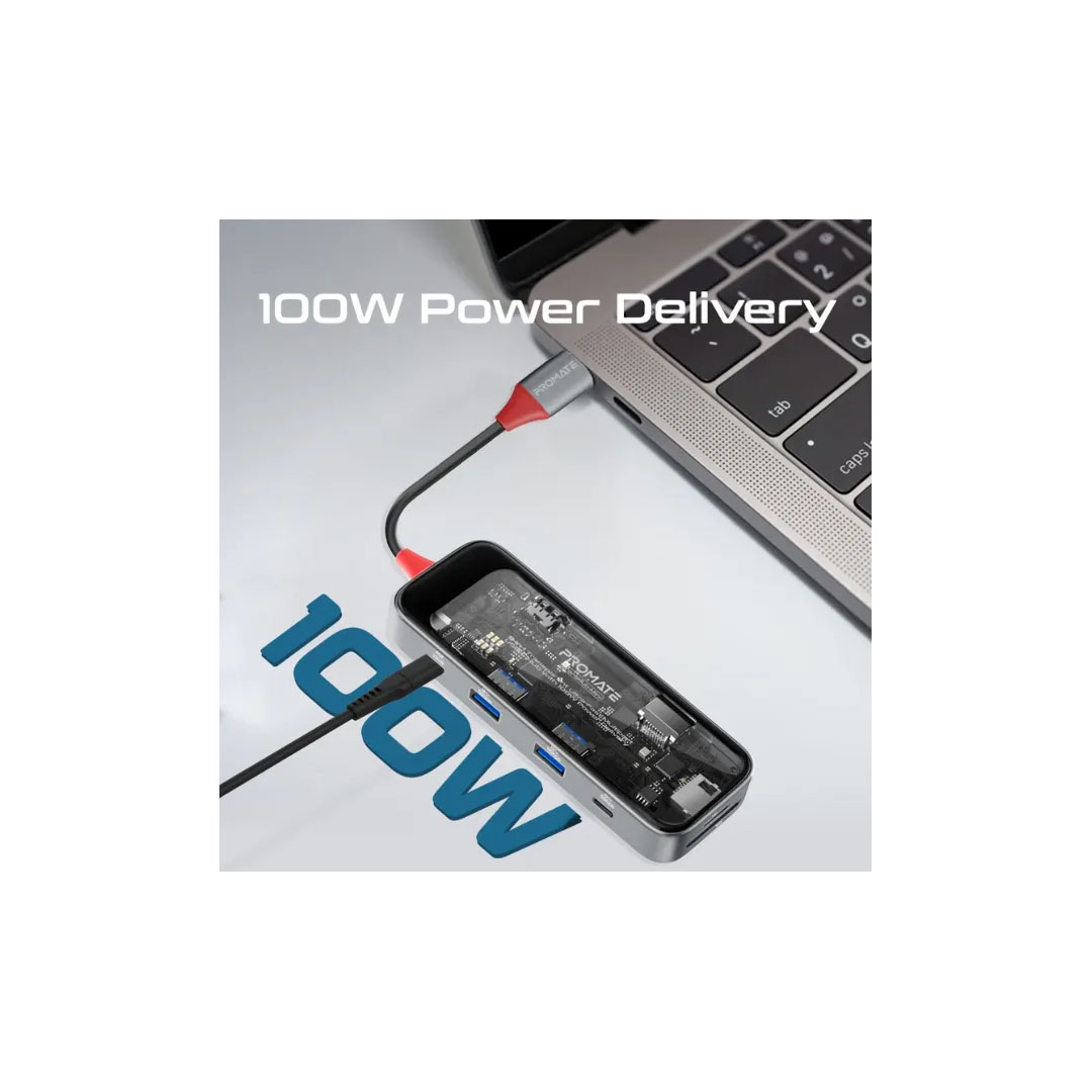 Promate Transhub-Mini, USB-C Hub 8-in-1 Price in Jordan Promate Transhub-Mini, USB-C Hub 8-in-1 - Buy Online in Jordan | OfficeJo