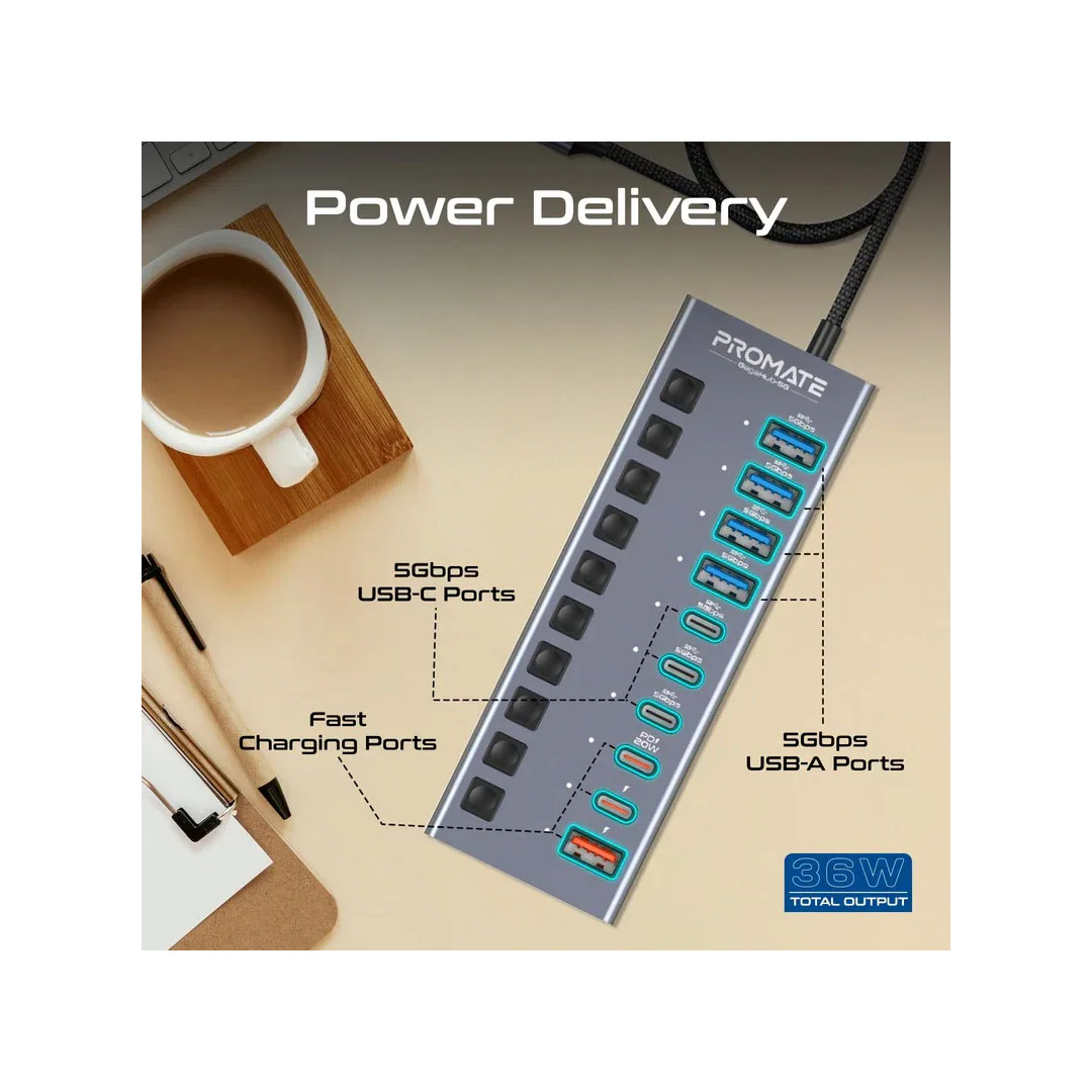 Promate GegaHub-5G, Multi-Port 5Gbps Data & Charging Hub Price in Jordan Promate GegaHub-5G, Multi-Port 5Gbps Data & Charging Hub - Buy Online in Jordan | OfficeJo