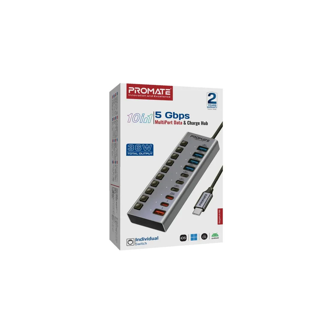 Promate GegaHub-5G, Multi-Port 5Gbps Data & Charging Hub Price in Jordan Promate GegaHub-5G, Multi-Port 5Gbps Data & Charging Hub - Buy Online in Jordan | OfficeJo