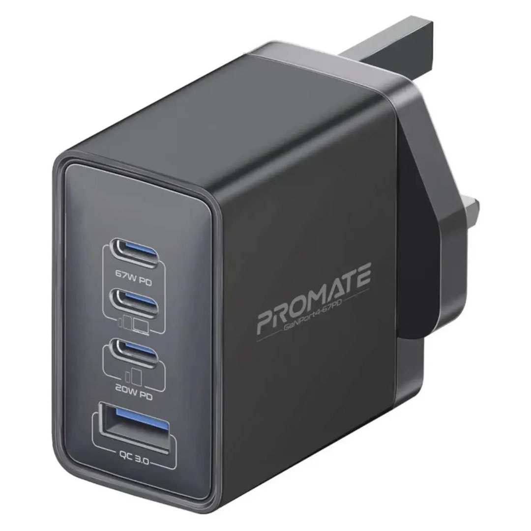 Promate GaNPort4-67PD.Black, Charger Price in Jordan Promate GaNPort4-67PD.Black, Charger - Buy Online in Jordan | OfficeJo