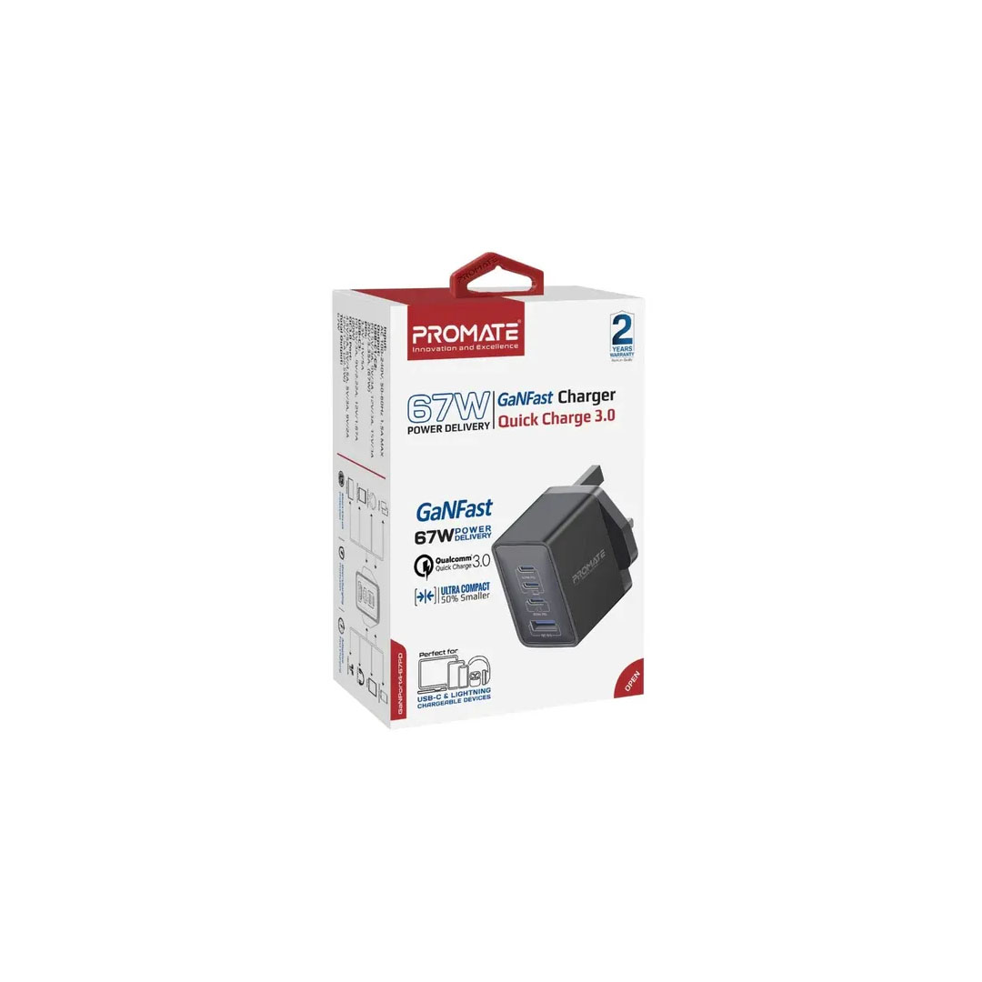 Promate GaNPort4-67PD.Black, Charger Price in Jordan Promate GaNPort4-67PD.Black, Charger - Buy Online in Jordan | OfficeJo