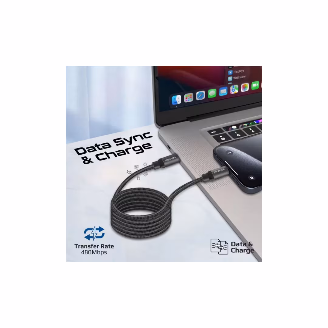 Promate Springy USB-C Cable – 60W PD, 480Mbps, 1.2m, Self-Organizing Magnetic Price in Jordan Promate Springy USB-C Cable – 60W PD, 480Mbps, 1.2m, Self-Organizing Magnetic - Buy Online in Jordan | OfficeJo