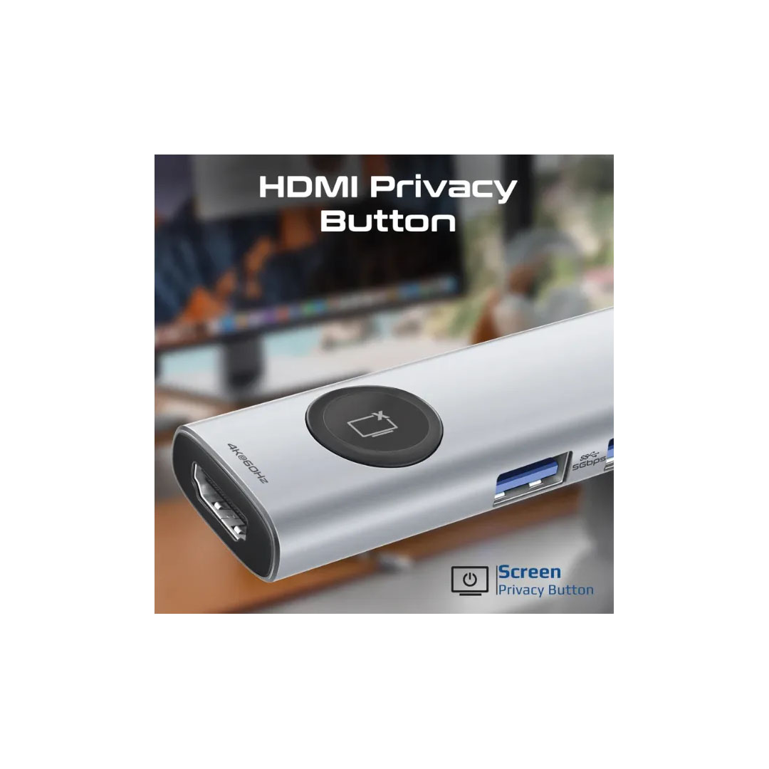 Promate ComandHub-Lite USB-C Hub – 4K@60Hz HDMI, 100W PD, 5Gbps, Screen Privacy Button Price in Jordan Promate ComandHub-Lite USB-C Hub – 4K@60Hz HDMI, 100W PD, 5Gbps, Screen Privacy Button - Buy Online in Jordan | OfficeJo