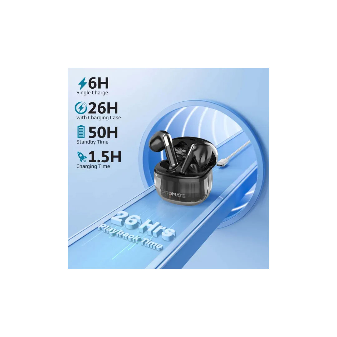 Promate TransPods TWS Earbuds – Bluetooth 5.3, 13mm Driver, 6Hr Play, USB-C Price in Jordan Promate TransPods TWS Earbuds – Bluetooth 5.3, 13mm Driver, 6Hr Play, USB-C - Buy Online in Jordan | OfficeJo