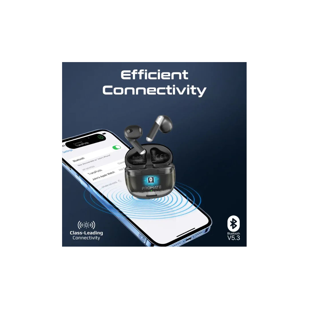 Promate TransPods TWS Earbuds – Bluetooth 5.3, 13mm Driver, 6Hr Play, USB-C Price in Jordan Promate TransPods TWS Earbuds – Bluetooth 5.3, 13mm Driver, 6Hr Play, USB-C - Buy Online in Jordan | OfficeJo