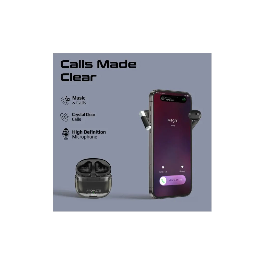 Promate TransPods TWS Earbuds – Bluetooth 5.3, 13mm Driver, 6Hr Play, USB-C Price in Jordan Promate TransPods TWS Earbuds – Bluetooth 5.3, 13mm Driver, 6Hr Play, USB-C - Buy Online in Jordan | OfficeJo