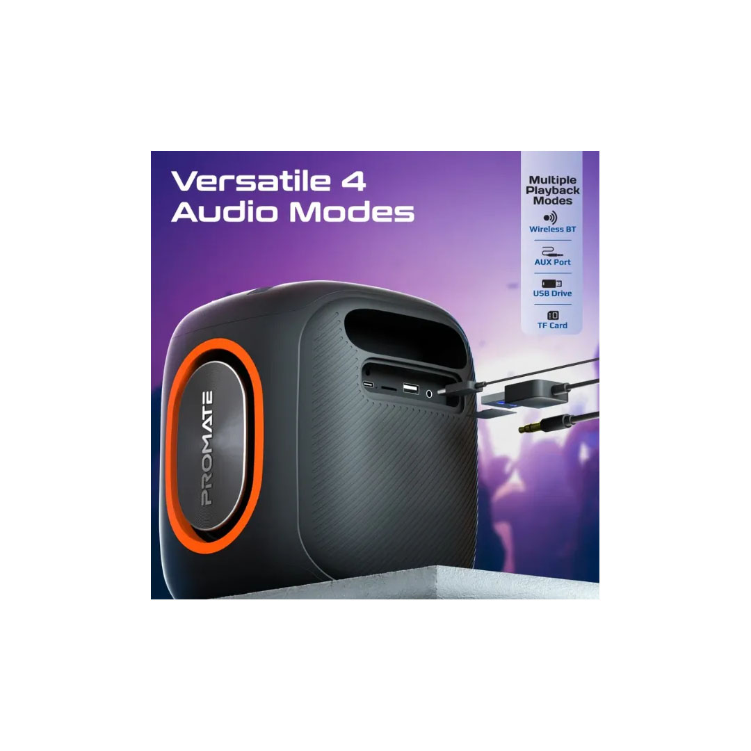 Promate Strike-40 Wireless Speaker – 40W, Bluetooth 5.3, RGB, IPX5, 6000mAh Price in Jordan Promate Strike-40 Wireless Speaker – 40W, Bluetooth 5.3, RGB, IPX5, 6000mAh - Buy Online in Jordan | OfficeJo