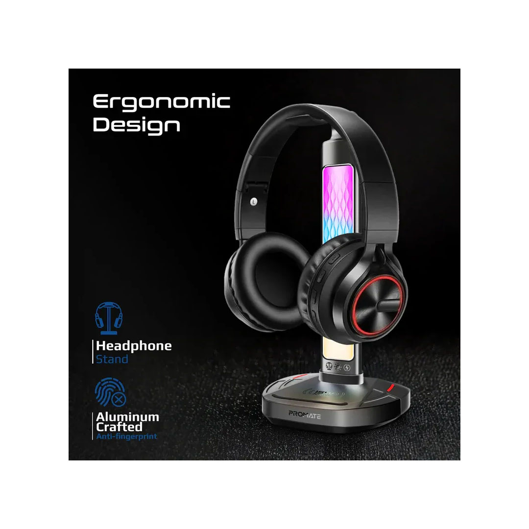 Promate FortX Headset Stand – 15W Wireless Charger, RGB Lighting, USB Hub Price in Jordan Promate FortX Headset Stand – 15W Wireless Charger, RGB Lighting, USB Hub - Buy Online in Jordan | OfficeJo