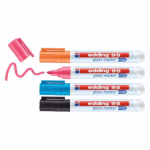 Edding E-95 Glass Marker Set of 4 Colors – 1.5-3mm Nib, Dry-Wipeable, Made in Germany - Buy Online in Jordan | OfficeJo