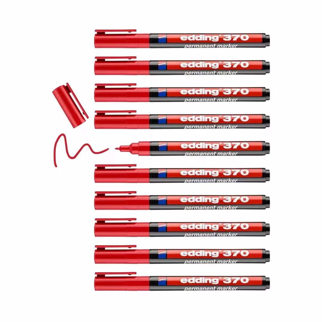 Edding 370 Permanent Marker – Red, 1mm Round Nib, Low-Odour, Made in Germany Price in Jordan Edding 370 Permanent Marker – Red, 1mm Round Nib, Low-Odour, Made in Germany - Buy Online in Jordan | OfficeJo