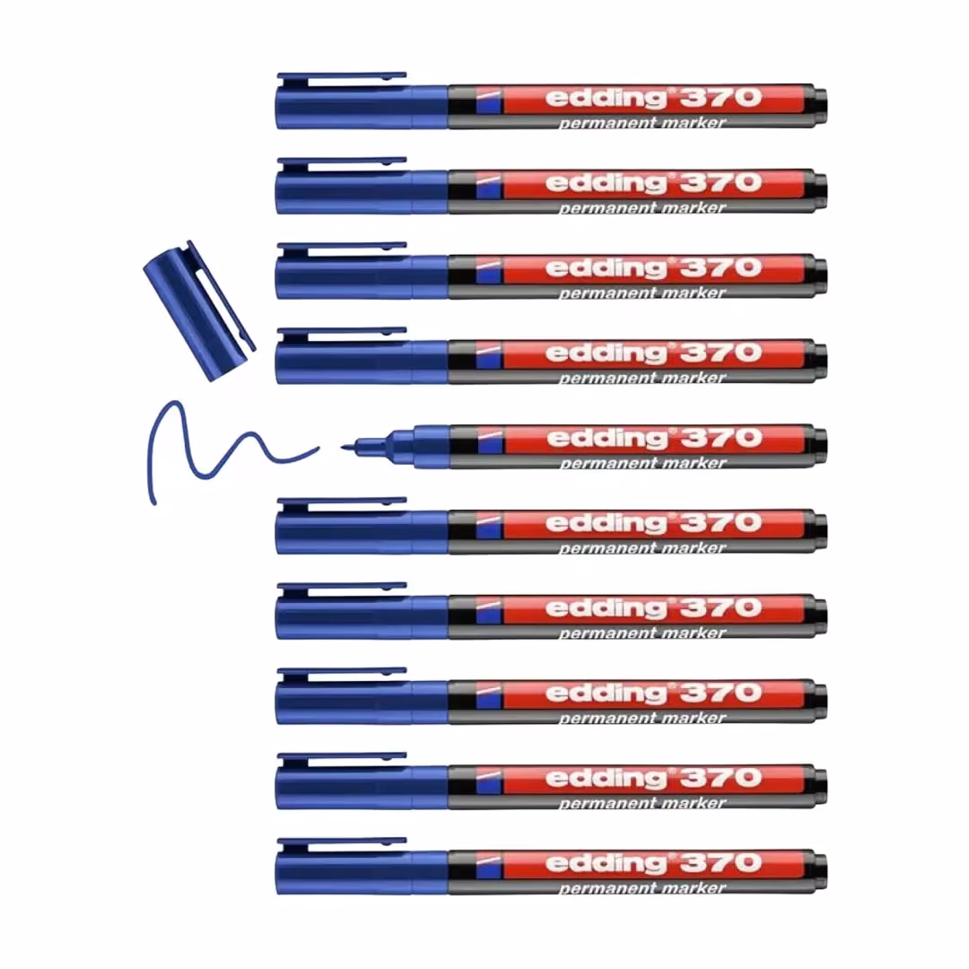 Edding 370 Permanent Marker Blue – 1mm Round Nib, Waterproof, Low-Odour Ink Price in Jordan Edding 370 Permanent Marker Blue – 1mm Round Nib, Waterproof, Low-Odour Ink - Buy Online in Jordan | OfficeJo