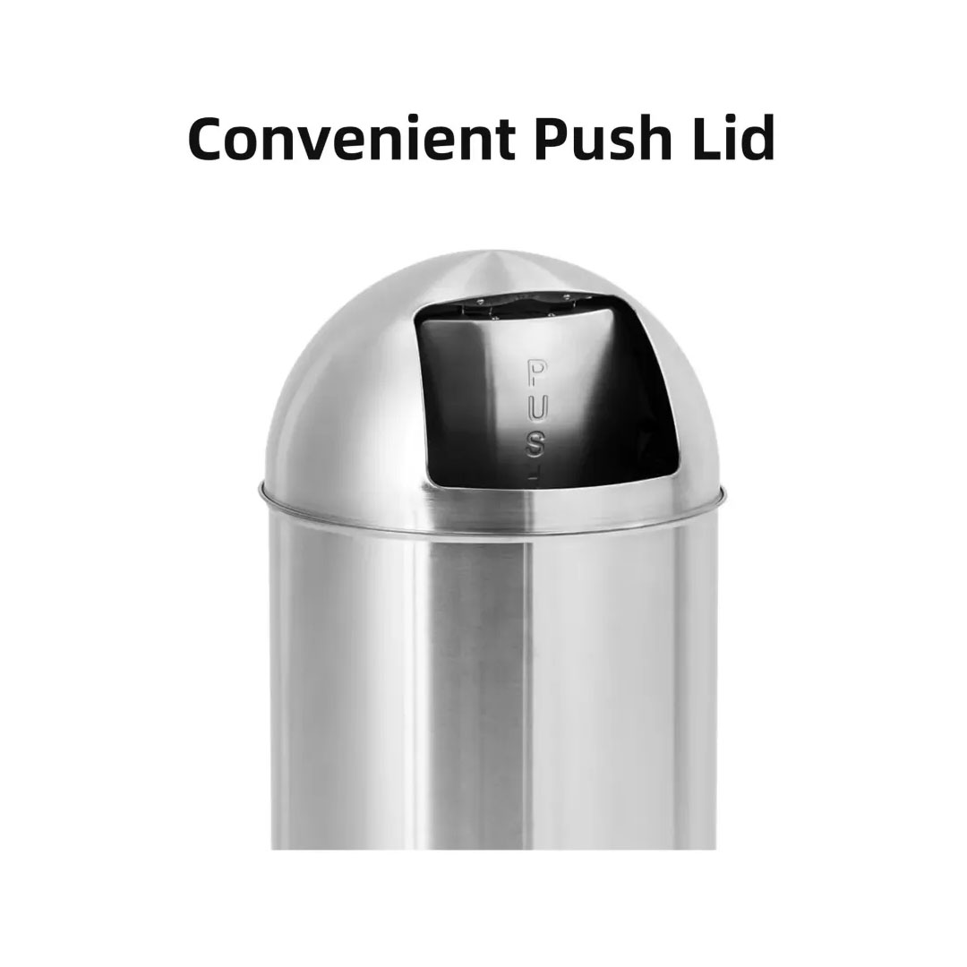 Stainless Steel Waste Bin Push Can 40L – Fingerprint Resistant, Bullet Push Lid Price in Jordan Stainless Steel Waste Bin Push Can 40L – Fingerprint Resistant, Bullet Push Lid - Buy Online in Jordan | OfficeJo