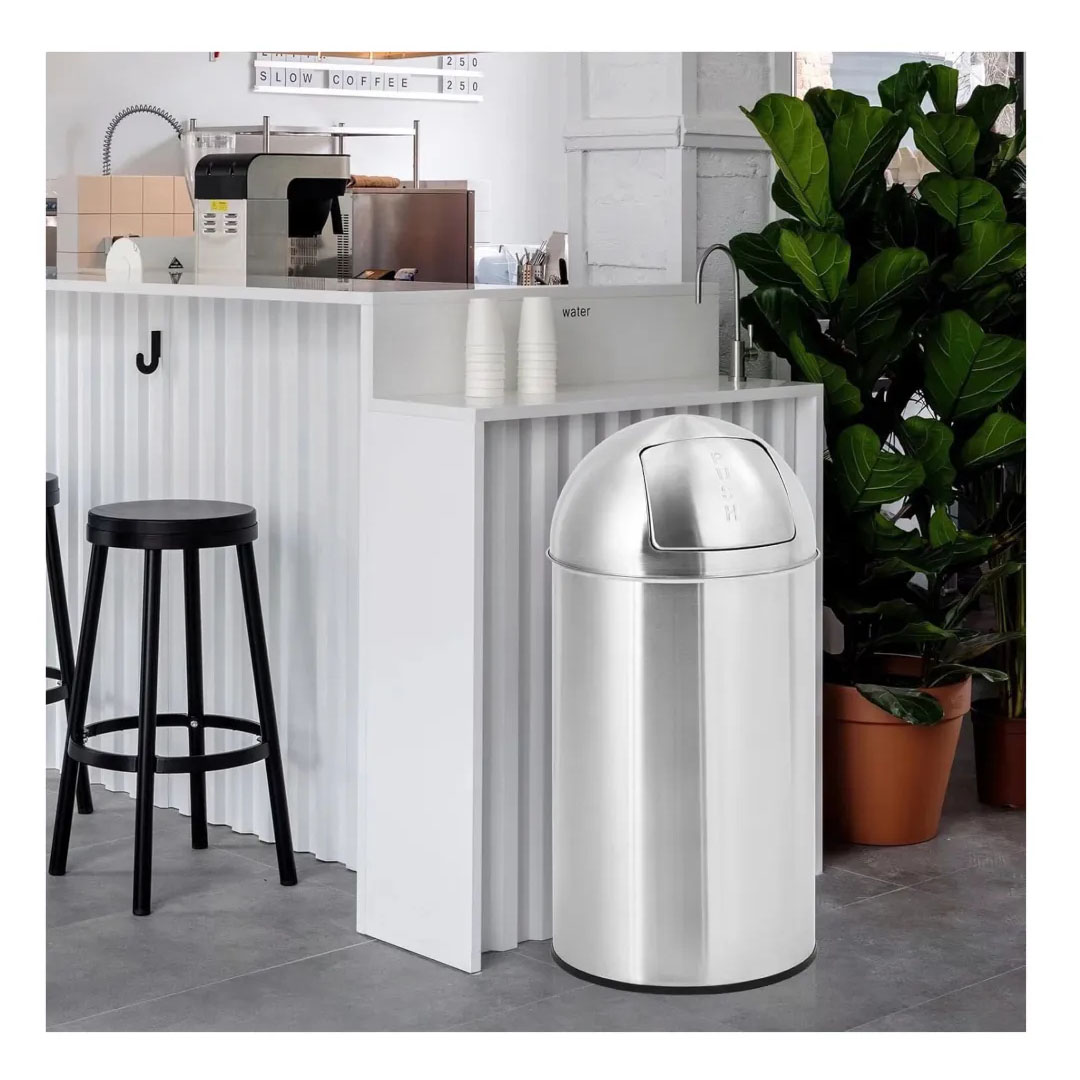 Stainless Steel Waste Bin Push Can 40L – Fingerprint Resistant, Bullet Push Lid Price in Jordan Stainless Steel Waste Bin Push Can 40L – Fingerprint Resistant, Bullet Push Lid - Buy Online in Jordan | OfficeJo
