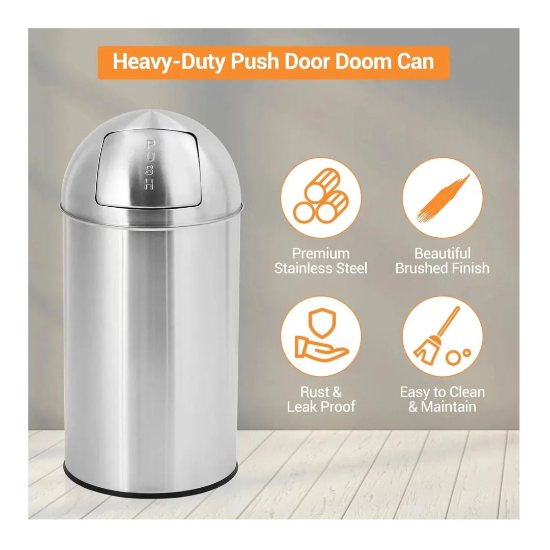 Stainless Steel Waste Bin Push Can 40L – Fingerprint Resistant, Bullet Push Lid Price in Jordan Stainless Steel Waste Bin Push Can 40L – Fingerprint Resistant, Bullet Push Lid - Buy Online in Jordan | OfficeJo