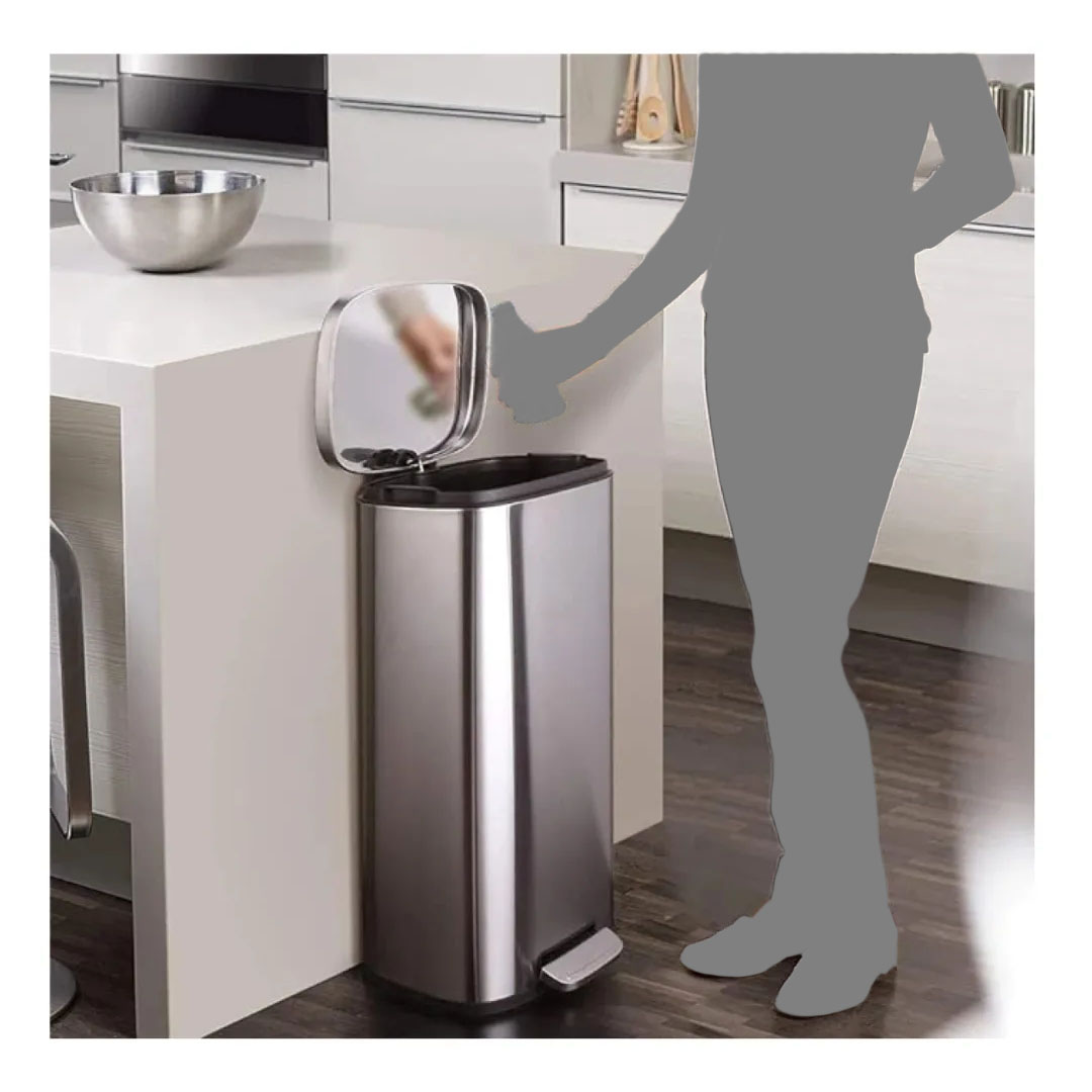 Stainless Steel Rectangular Waste Bin 30L – Fingerprint-Proof, PP Liner, Slow Close Price in Jordan Stainless Steel Rectangular Waste Bin 30L – Fingerprint-Proof, PP Liner, Slow Close - Buy Online in Jordan | OfficeJo