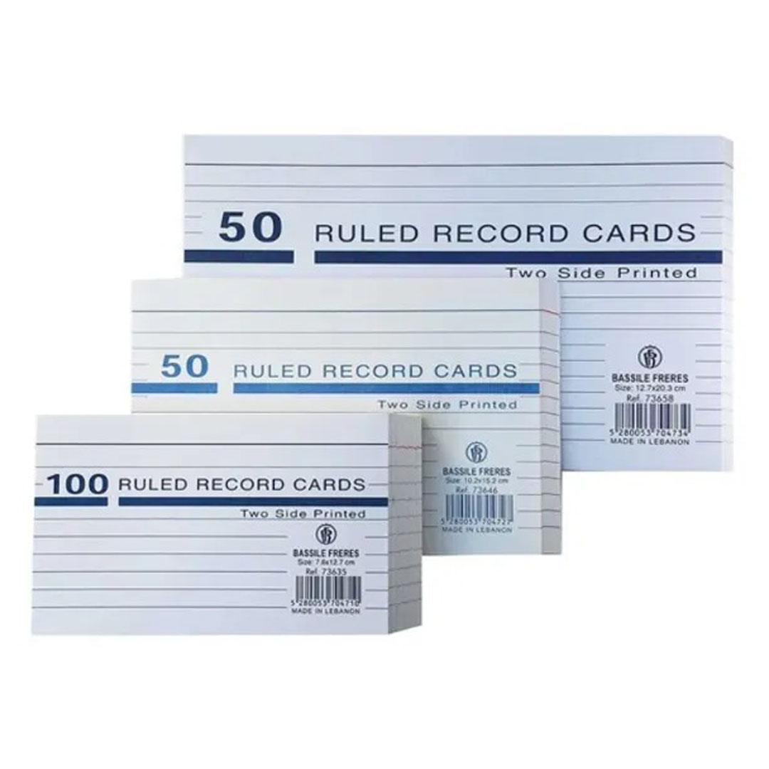 Ruled Record Cards White – 165g, 10.2x15.2cm, 50 Sheets, Two-Side Printed Price in Jordan Ruled Record Cards White – 165g, 10.2x15.2cm, 50 Sheets, Two-Side Printed - Buy Online in Jordan | OfficeJo