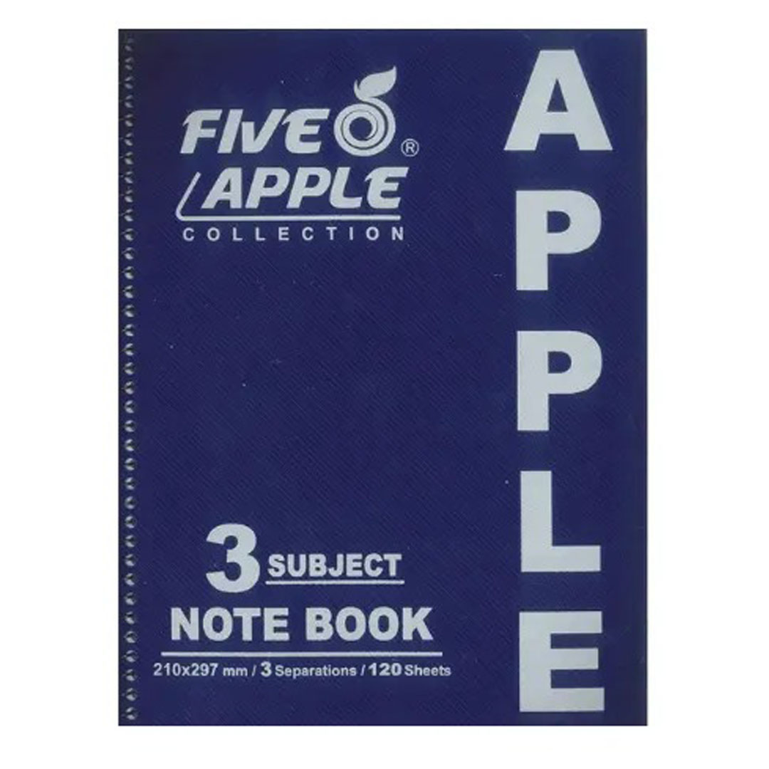Five Apple A4 3-Subject Notebook – 120 Sheets, 70 GSM, Micro-Perforated Pages Price in Jordan Five Apple A4 3-Subject Notebook – 120 Sheets, 70 GSM, Micro-Perforated Pages - Buy Online in Jordan | OfficeJo