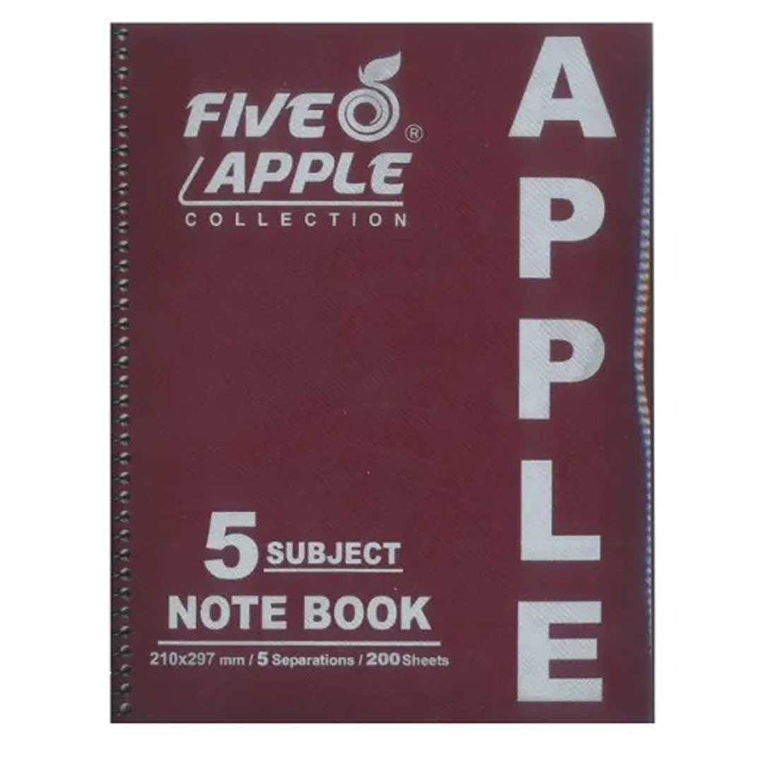 Five Apple A4 5-Subject Notebook – 200 Sheets, 70 GSM, Micro-Perforated Pages Price in Jordan Five Apple A4 5-Subject Notebook – 200 Sheets, 70 GSM, Micro-Perforated Pages - Buy Online in Jordan | OfficeJo