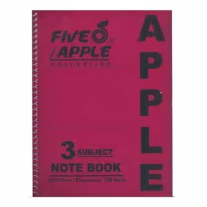 Five Apple Notebook A5 3 Subject – 120 Sheets, 70 GSM, Micro-Perforated Pages - Buy Online in Jordan | OfficeJo