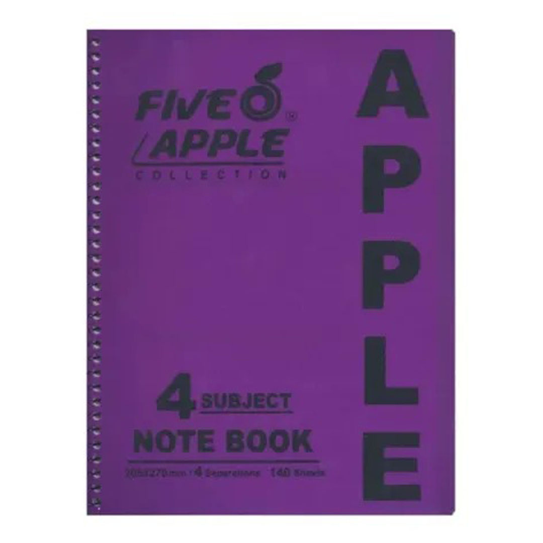 Five Apple Notebook A5 4 Subject – 140 Sheets, 70 GSM, Micro-Perforated Pages Price in Jordan Five Apple Notebook A5 4 Subject – 140 Sheets, 70 GSM, Micro-Perforated Pages - Buy Online in Jordan | OfficeJo