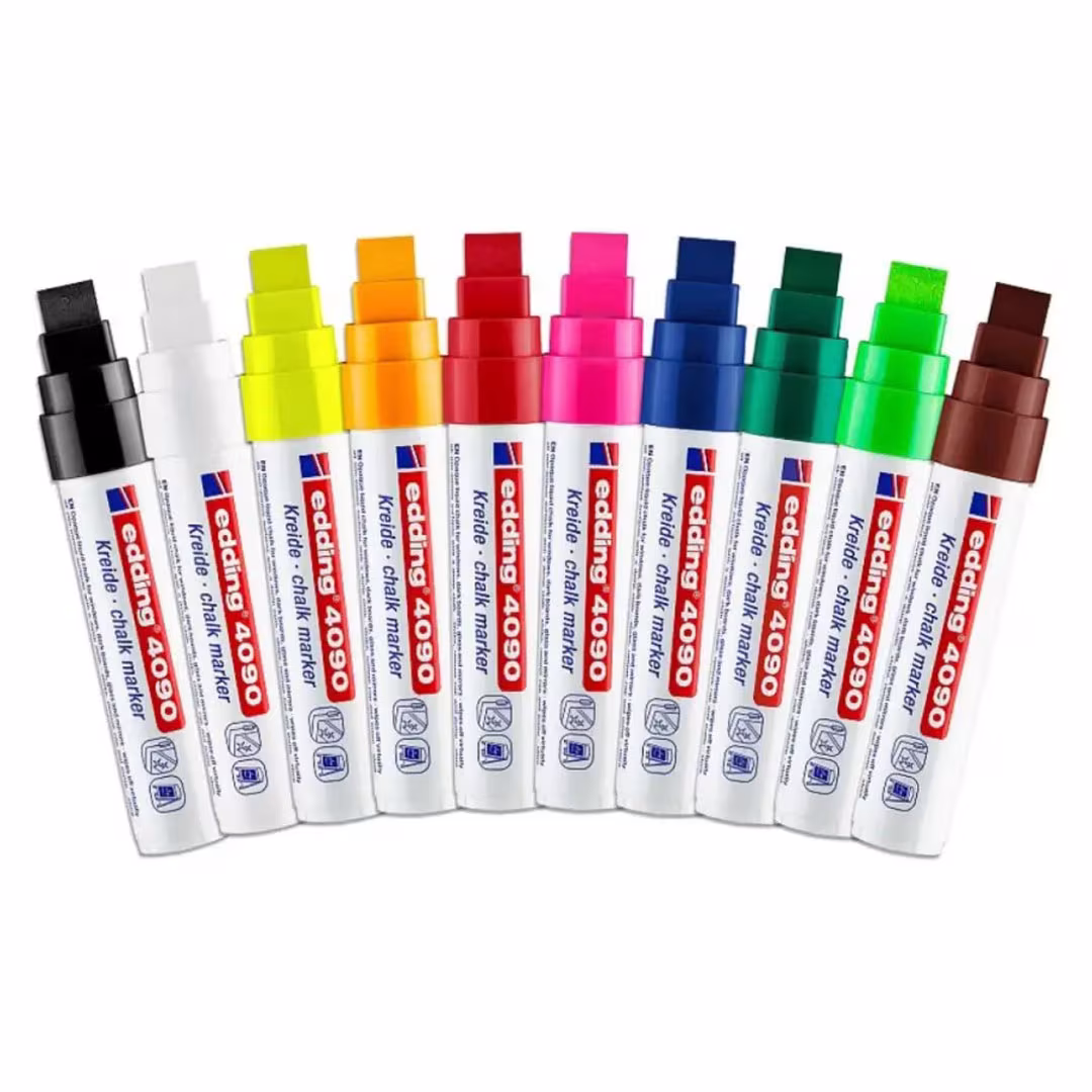 Edding 4090 Chalk Marker Jumbo – 4–12mm Chisel Tip, Waterproof, Made in Germany Price in Jordan Edding 4090 Chalk Marker Jumbo – 4–12mm Chisel Tip, Waterproof, Made in Germany - Buy Online in Jordan | OfficeJo
