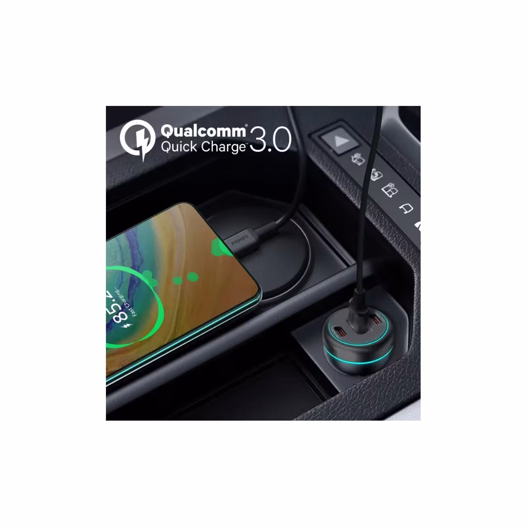Promate PowerDrive-230W Car Charger – 140W PD 3.1, USB-C, USB-A, 230W Total Output Price in Jordan Promate PowerDrive-230W Car Charger – 140W PD 3.1, USB-C, USB-A, 230W Total Output - Buy Online in Jordan | OfficeJo