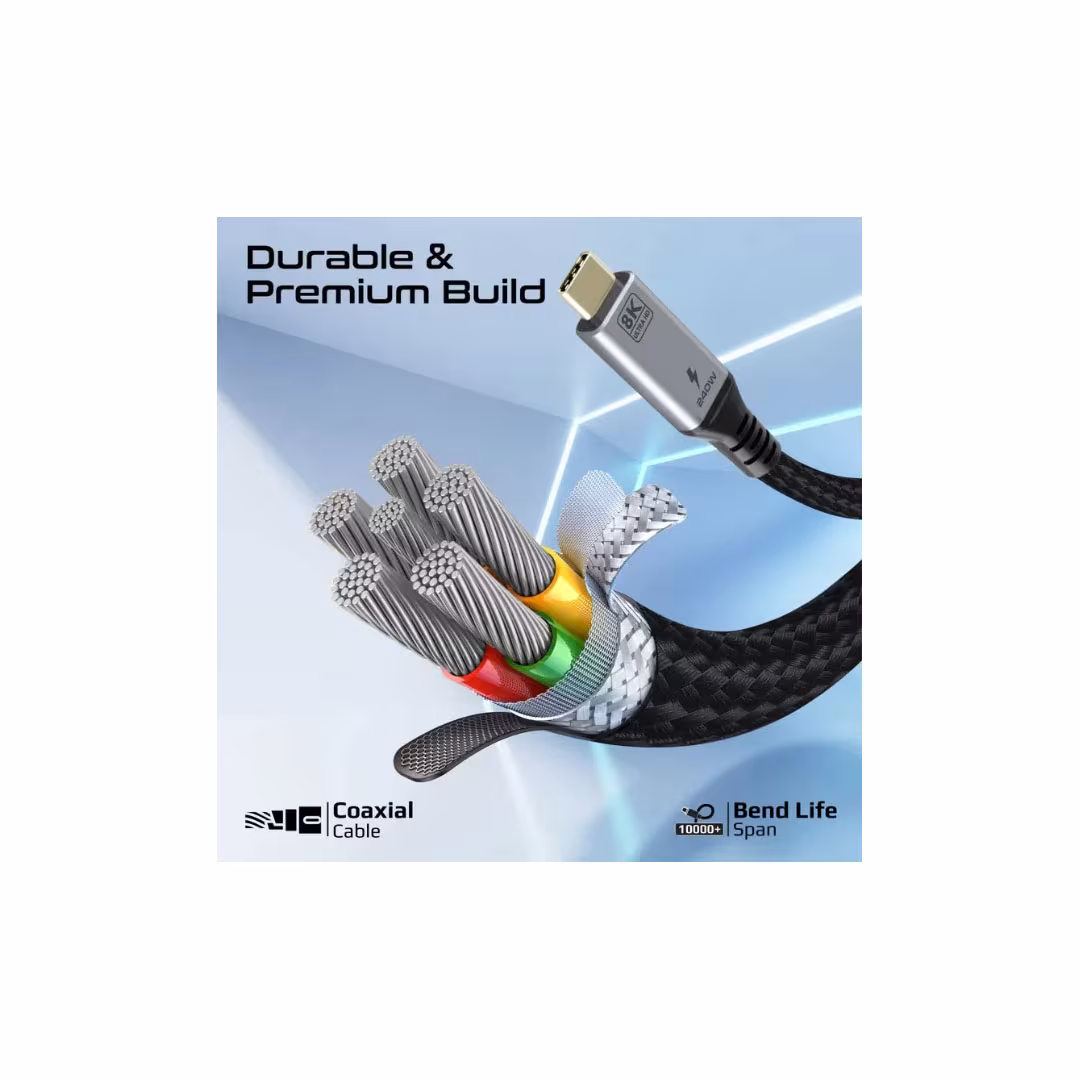Promate PowerBolt5 USB4 Cable – 80Gbps, 240W PD, 8K@60Hz, 1.2M Price in Jordan Promate PowerBolt5 USB4 Cable – 80Gbps, 240W PD, 8K@60Hz, 1.2M - Buy Online in Jordan | OfficeJo