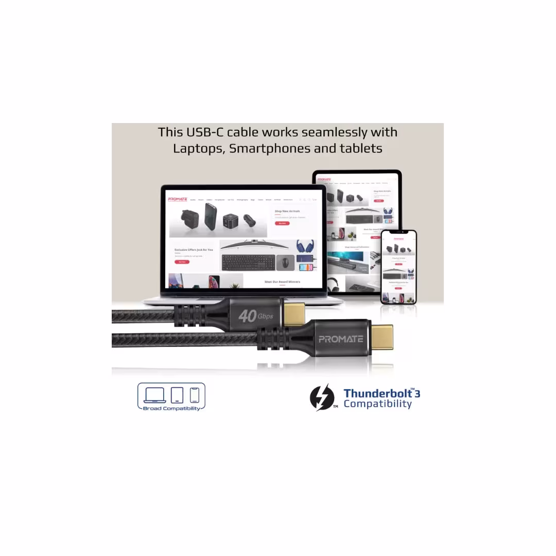 Promate PowerBolt240W USB-C Cable – 240W Power Delivery, 40Gbps, 8K@60Hz Price in Jordan Promate PowerBolt240W USB-C Cable – 240W Power Delivery, 40Gbps, 8K@60Hz - Buy Online in Jordan | OfficeJo