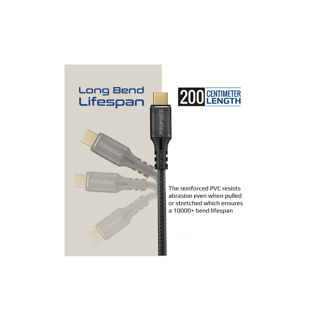 Promate PowerBolt240W USB-C Cable – 240W Power Delivery, 40Gbps, 8K@60Hz Price in Jordan Promate PowerBolt240W USB-C Cable – 240W Power Delivery, 40Gbps, 8K@60Hz - Buy Online in Jordan | OfficeJo